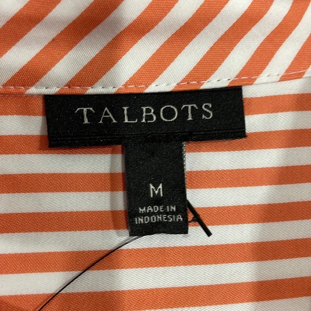 NWT Talbots Tie Waist Button Front Striped Orange… - image 13
